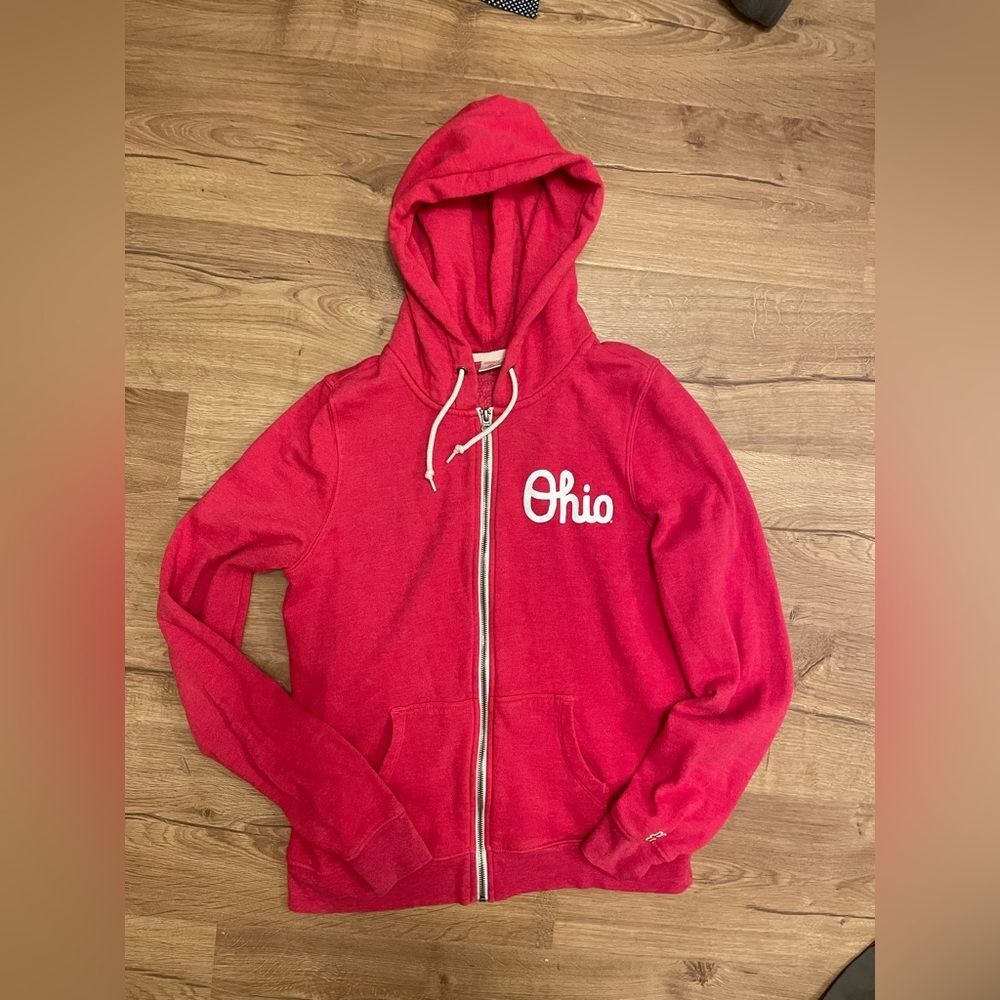 Homage womens Ohio State Script Ohio buckeyes red full zip jacket hoodie Size M
